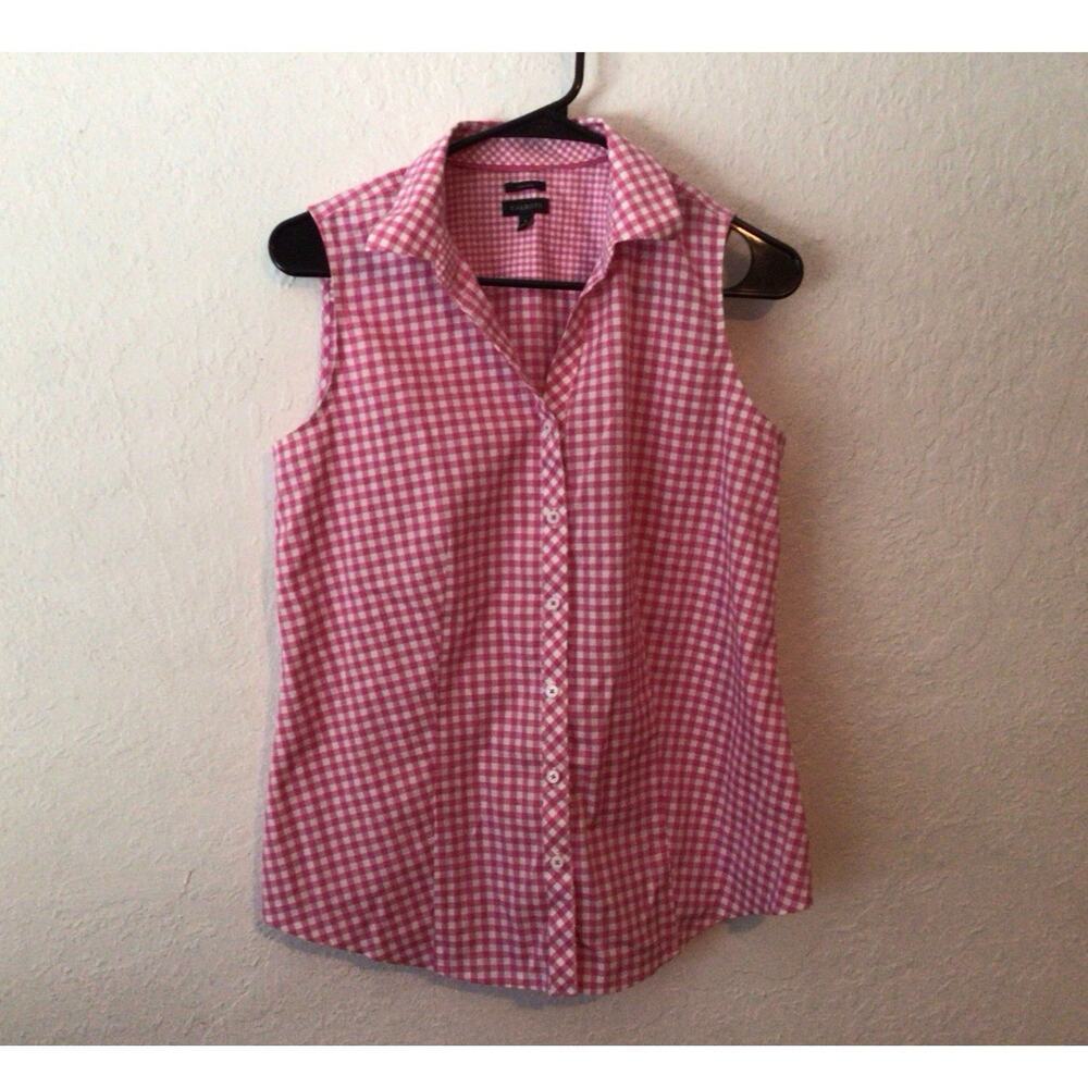 Talbots pink gingham top size 4 non iron